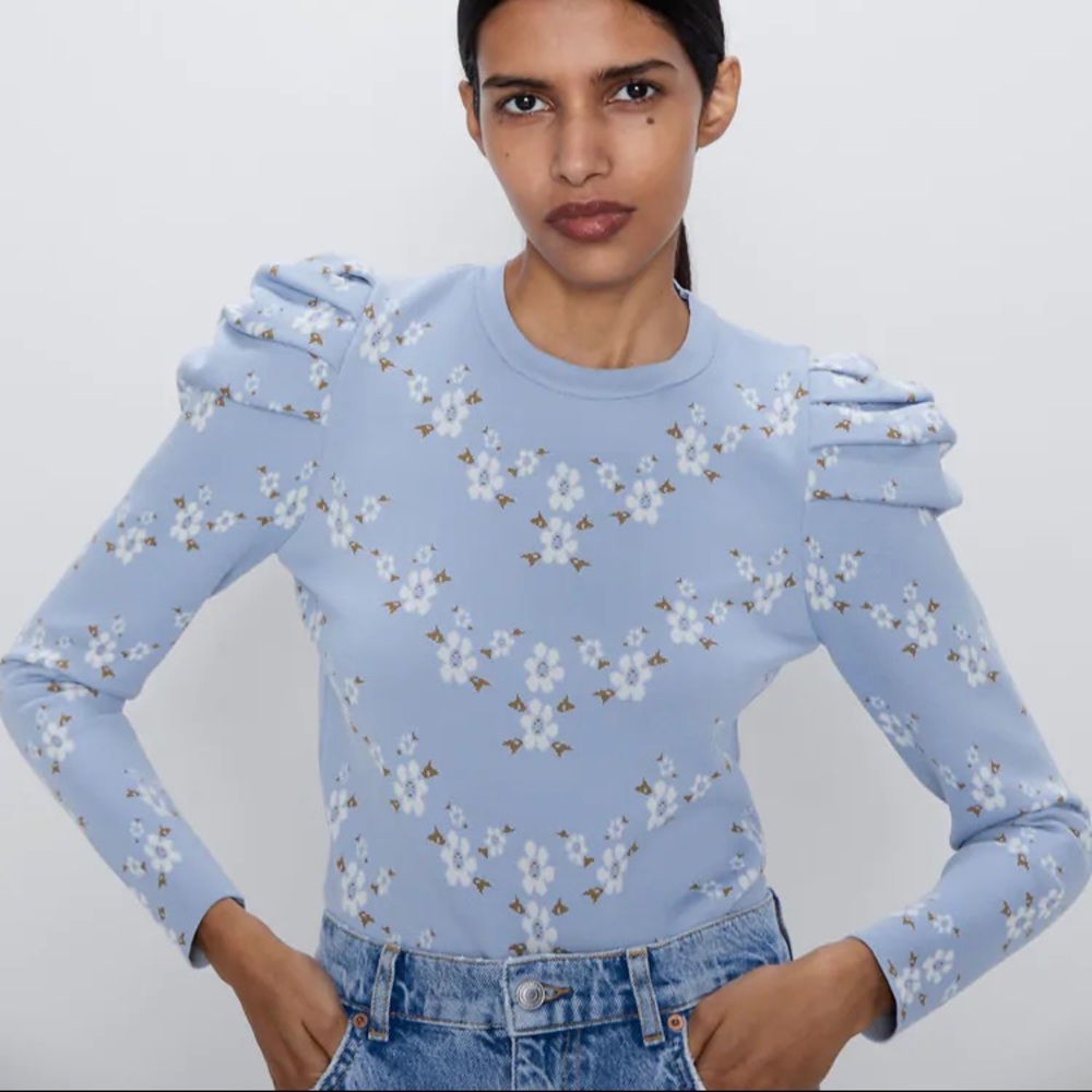 Zara Floral Knit Sweater TRF WORN ONCE